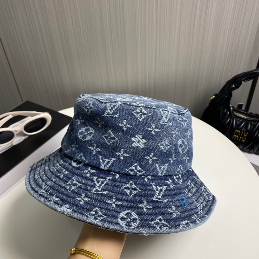 250527 New full-print denim fisherman's hat