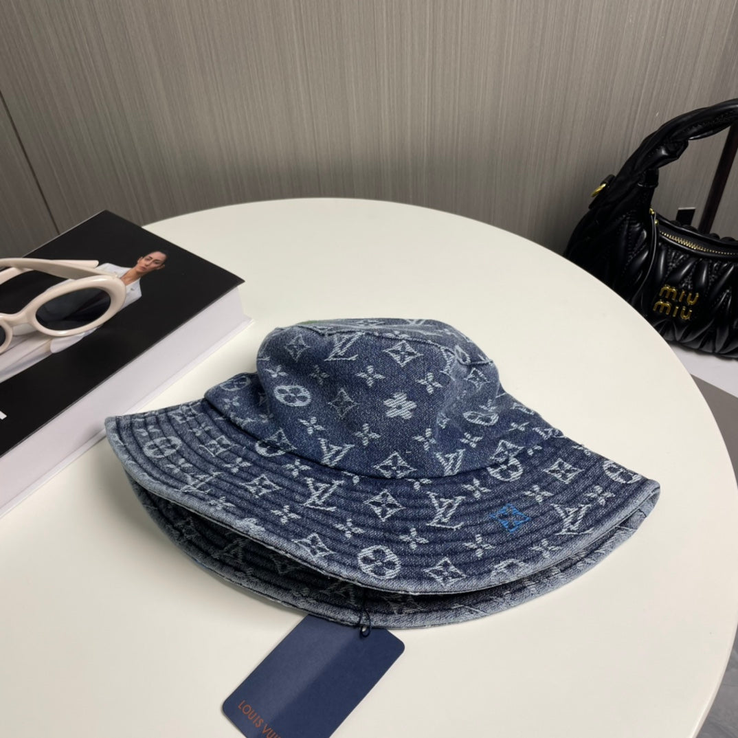 250527 New full-print denim fisherman's hat