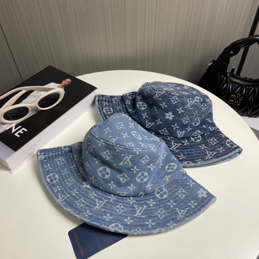 250527 New full-print denim fisherman's hat
