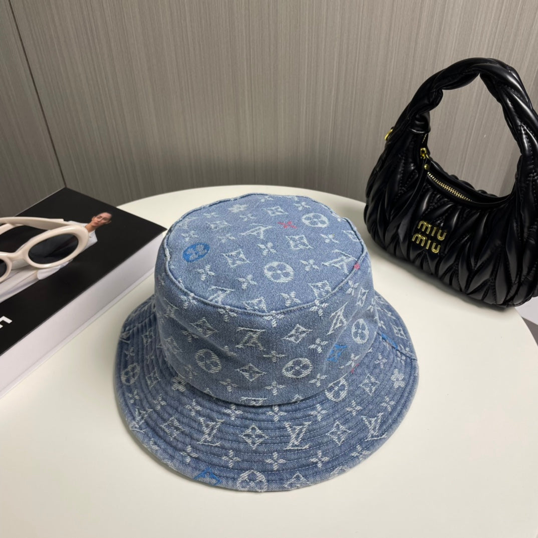 250527 New full-print denim fisherman's hat