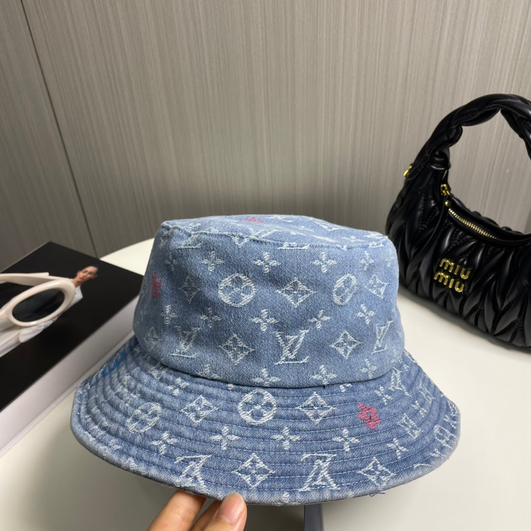 250527 New full-print denim fisherman's hat