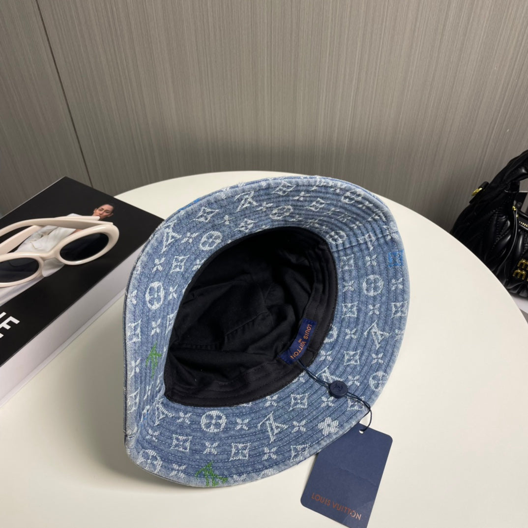 250527 New full-print denim fisherman's hat