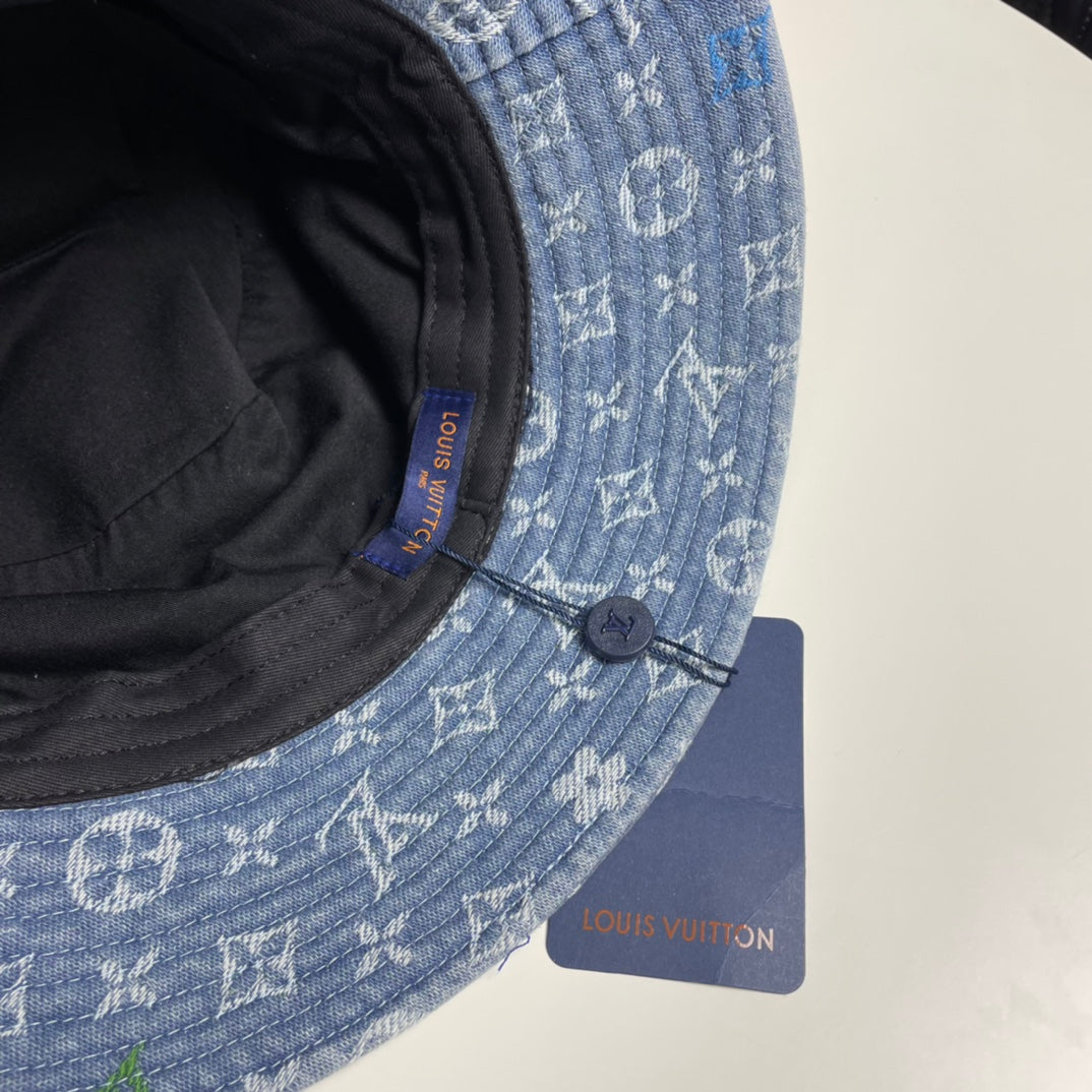 250527 New full-print denim fisherman's hat