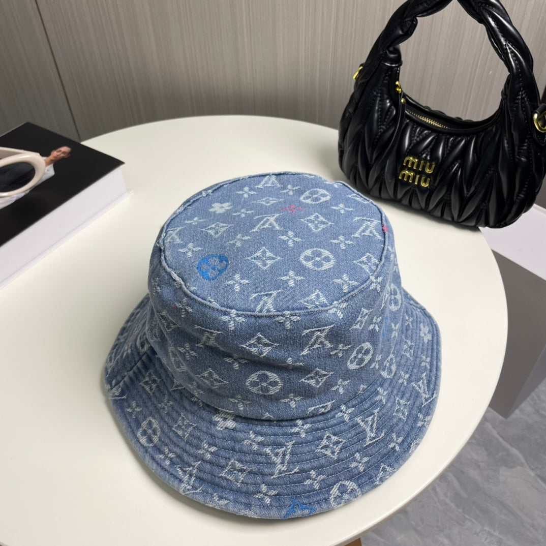250527 New full-print denim fisherman's hat