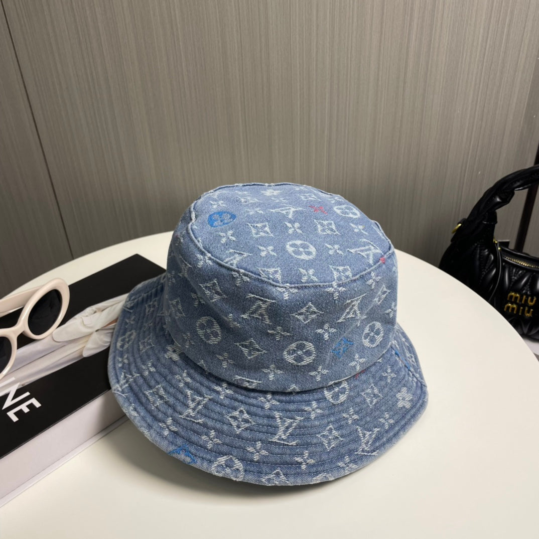 250527 New full-print denim fisherman's hat