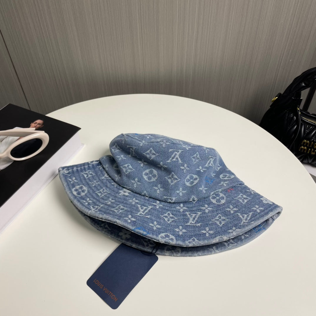 250527 New full-print denim fisherman's hat