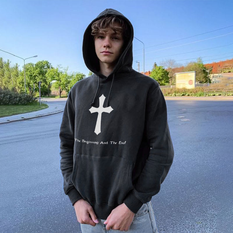The Beginning And The End Print Hoodie