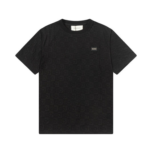 250305 New feature jacquard checkerboard dark print T-shirt