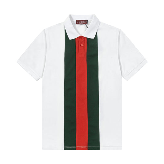 250305 New middle color matching printed polo shirt