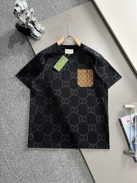 250617 New high-quality full-printed jacquard knitted t-shirt
